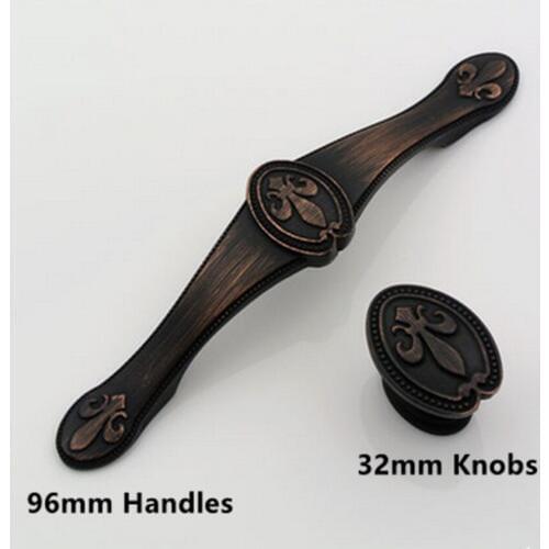 96mm Europen vintage style furniture handles black antique copper drawer cabinet knobs pulls black red dresser door handles knob