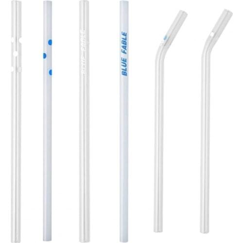 Reusable Straw Eco-friendly Heat Resistant Cute Printed Pattern Multi-function Glass Smoothies Straw for Kitchen