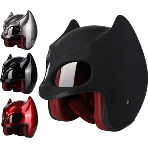 Bat Motorcycle Helmet Custom Black Cool Style Full Face Helmet DOT Leather Lining Cosplay Casco Moto Men Moto Helmet