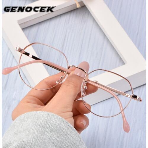 2021 High Quality Women Titanium Optical Eyeglasses Frame Women Retro Round Myopia Prescription Glasses Frame Lady Alloy Eyewear