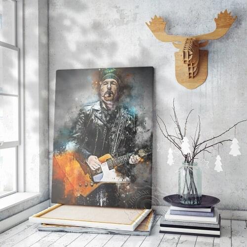 Ireland Band U2 Guitarist The Edge Art Poster, Post Punk Alternative Rock Musician Watercolour Mural, Fans Collecting Art Prints