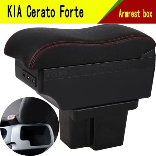 For KIA Cerato Forte armrest box car styling PU Leather central Store content box kia armrest box with cup holder USB interface