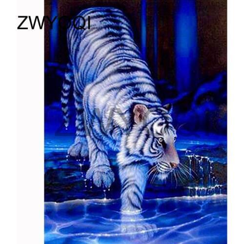 Full Square Diamond embroidery tiger leopard DIY 3D Diamond mosaic tiger Full Round Diamond painting Cross stitch tiger leopard