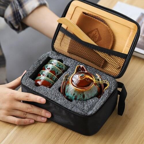 Portable Travel Tea Set Kung Fu Tea Set Teapot 1 Pot 4 Cup Tea Set Chinese Tea Set Teapot Set Tea Cup Tea Ceremony