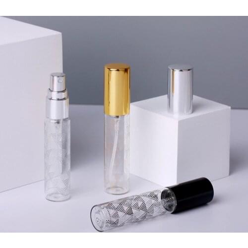 10ml Portable Triangle Decorative Pattern Glass Perfume Bottle With Atomizer Empty Cosmetic Mini Refillable Bottles Mist Spray