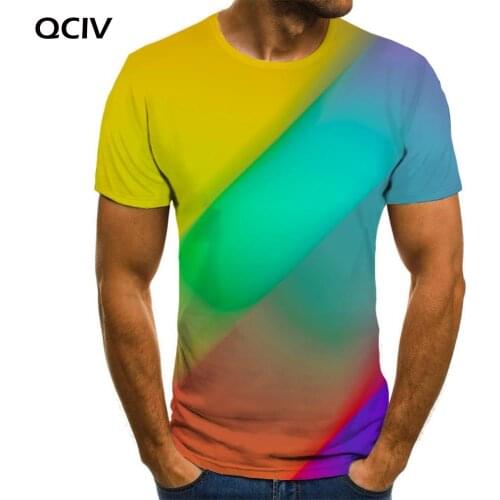 QCIV Brand Colorful T shirt Men Psychedelic Shirt Print Creativity Tshirt Printed Art Tshirts Casual Mens Clothing Punk Rock New