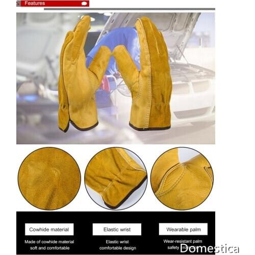 Cowhide Gardening Work Gloves Stab-Resistant Dipped And Wear-Resistant Planting Flower Arrangement Gloves Digging Planting Tool