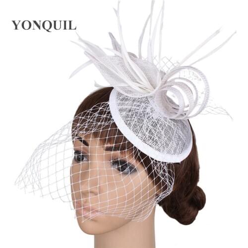 Formal Dress Party Fedora Cap Fancy Mesh Headwear For Wedding Women Fascinatlr Hat Mesh Hair Accessories Headband Bride Hats