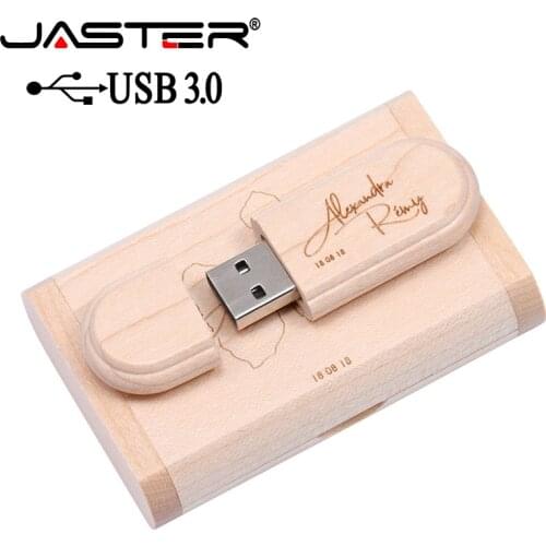 JASTER USB 3.0 high speed customer LOGO Wooden USB flash drive Maple wood + box pendrive 4GB 8GB 16GB 32GB memory stick gifts