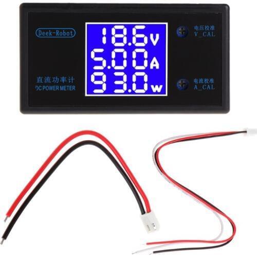 DC 0-50V 5A 250W Voltmeter Ammeter Wattmeter LCD Panel Voltage Amp Power Meter