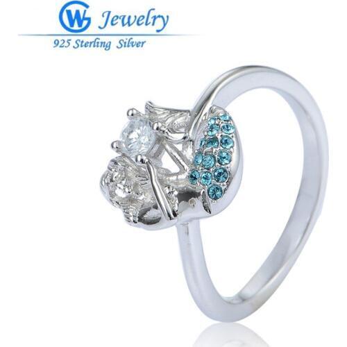 GW Jewelry 2016 Womens Rings Fish Beauty with Brand Crystal Engagement Wedding Rings Women Accessories RIPY077H20