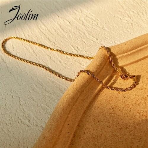 Joolim Jewelry Wholesale Gold Twist Stainless Steel Chain Necklace
