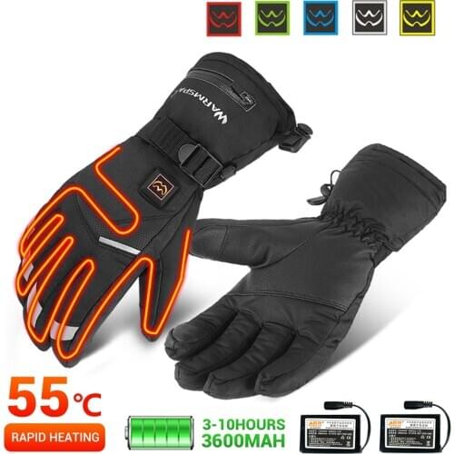 Winter Cycling Gloves Touch Screen MTB Bike Heated Gloves Motorcycle Touch Screen Battery Powered Winter Bicycle Gloves Men