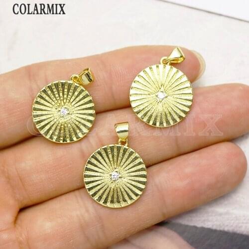12 Pcs Round pendant Solar shape jewelry pendant Zircon jewelry pendants for women accessories pendants 7303