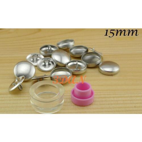 15 sets 15mm 5/8 inch Size 24 Self cover buttons wire back with Assembly tool
