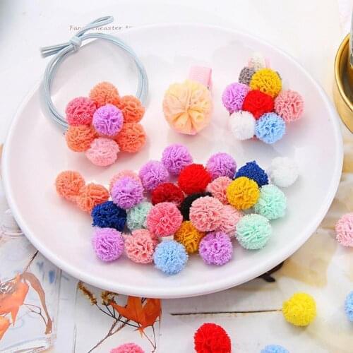 30Pcs/Bag 15mm Lace Gauze Pom Pom Elastic Flowers Balls DIY Handmade Plush Pompom Mesh Pendant For Hair Clip Decor Accessories