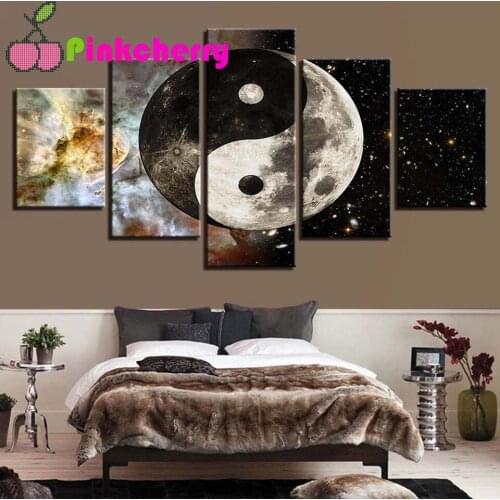 5 PCS Universe Space Diamond Embroidery Yin and Yang 5D diy Diamond painting cross stitch kits,Mosaic diamond room decor k633