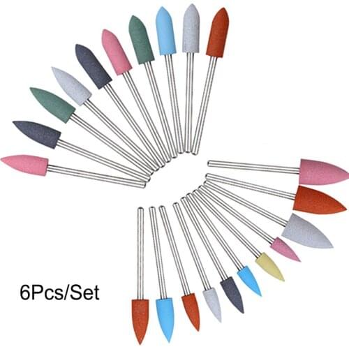 6pcs/set Rubber Silicon Nail Drill Bit Milling Cutter For Manicure Pedicure Rotary Grinder Cuticle Tools Nail Art Accessories