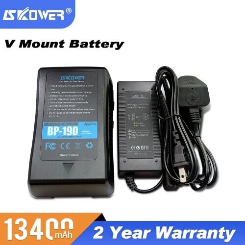 SKOWER V mount battery (BP-190 14.8V/198Wh) V-mount V-lock Lion Battery For Video Camcorder With USB Port + D-Tap Charger