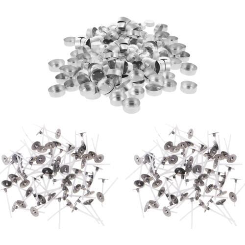 400pcs Tea Light Aluminum Empty Candle Cup Containers & Natural Candle Wicks