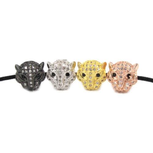 Free Shipping Fashion leopard Jewelry Beads With Pave Zircon Spacer leopard Head Beads Fit Bracelets Necklace Making