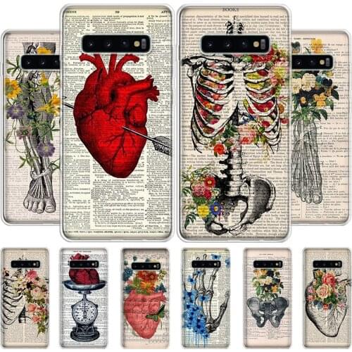Art human tissue heart bone book Print Wall Phone Case For Samsung Galaxy S7 S8 S9 S10 S20 NOTE 8 9 10 J4 J6 PLUS LITE Ultra Cov