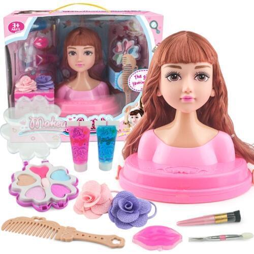 Children Head Model Half Body Doll Toy Makeup Hairstyle Beauty Simulation Plastic Toy - Random Color