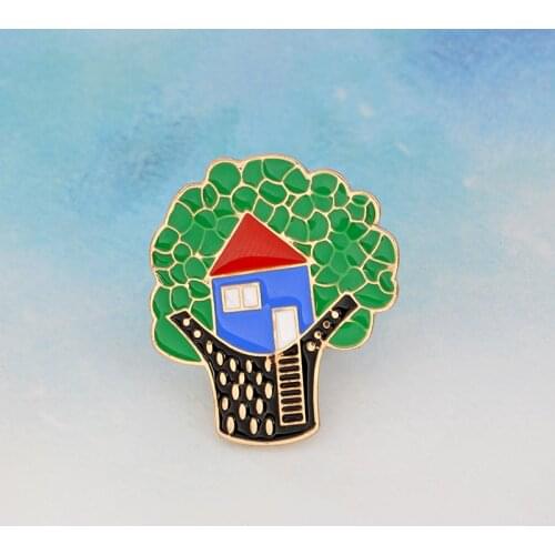 Tree House Enamel Pins Cartoon Childhood Brooches Pins Button Lapel Pin Coat Hat Pin Badge Jewelry Birthday Gifts Kids Wholesale