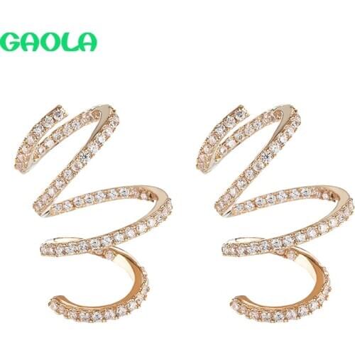 GAOLA Luxury Spiral Earrings Fashionable WomenS Simple Birthday Gift Studded With Zircon Earrings Avant-Garde
