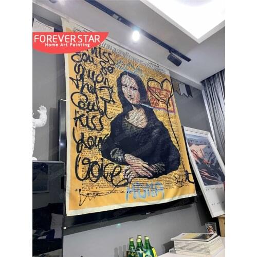 Mona Lisa Graffiti Tapestry Wall Hanging Bohemian Beach Mat Polyester Blanket Yoga Mat Home Bedroom Art Carpet