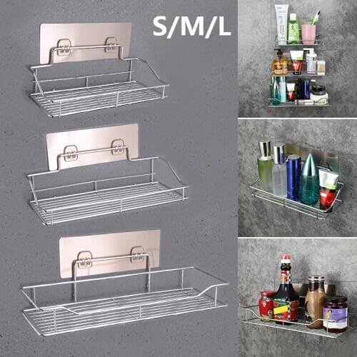 Hot Sale Wall Mounted Storage Shelf Rack For Shampoo Soap Stainless Steel Shower Storage Rack Storage Supplies