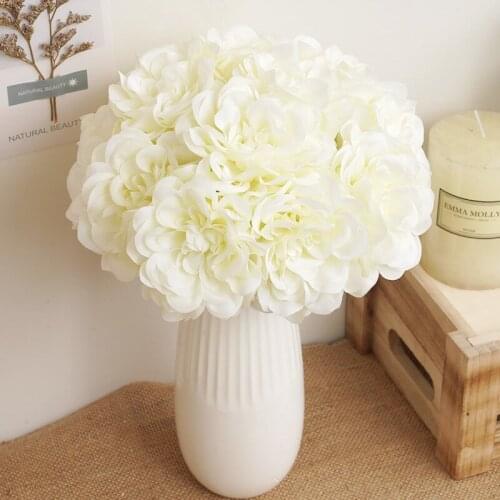 5 Pcs/bunch Artificial Peony Flowers White Bouquet Wedding Home Table Decor Fake Flowers Christmas Arrangement Supplies