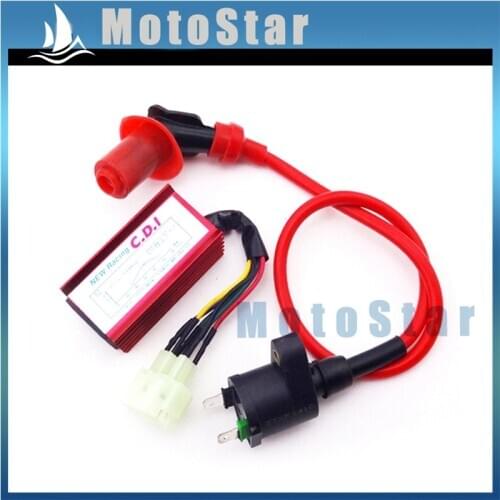 Red Racing Ignition Coil + 6 Pin Wires AC CDI Box For Chinese GY6 50cc 125cc 150cc Engine ATV Quad Go Kart Moped Scooter