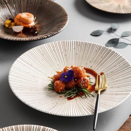 Creative Household Retro Dinner Plates Featured Tableware Japanese Dinner Plates Restaurant Kitchenware Supplies Flat Plates