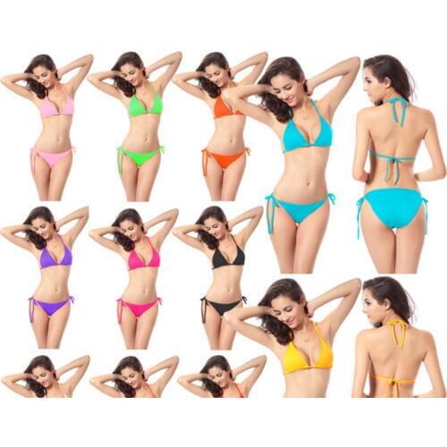 PHIKESEYA swimsuit summer new Hot sexy pure color women bikini set bandage swimsuit brazilian multi-color swimwear bikini women