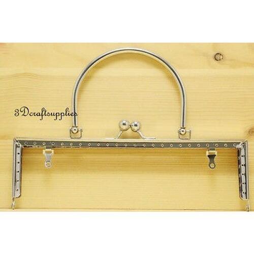 Metal purse frame sew on clasp clip silver 8 1/4 inch X 2 1/2 inch D51