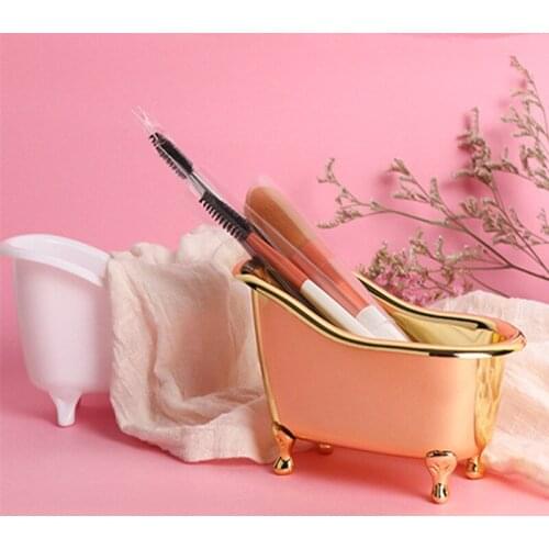 Mini Bathtub Soap Jewelry Storage Box Makeup Organizer Container Desktop Sundry Storage Case Gold Silver Sundries Storage Box