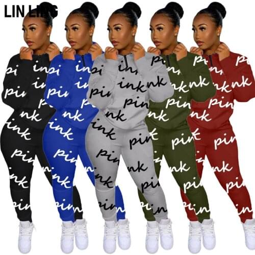 LINLING Fashion Print Monogrammed Sweatshirt Fabric Sports Suit
