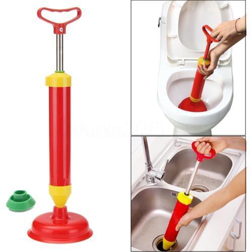 Powerful Bathroom Blocked Toilet Sink Multi Drain Buster Plunger W/2 Suckers For Sink Cleaning Tool