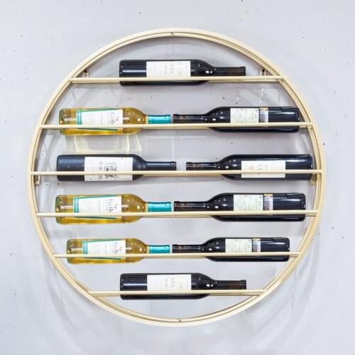 Luxury Round Iron Art Wine Holder Wall Mounted Hang Wine Rack Cafe Bar Restaurant Wine Display Rack Cabinet 10 or 12 Bottles