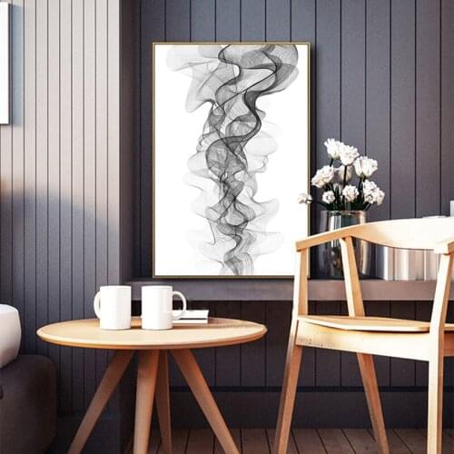 Nordic Poster Black and White Smoke Abstract Wall Art Canvas Painting Print Decoration Wall Pictures for Living Room Home Decor