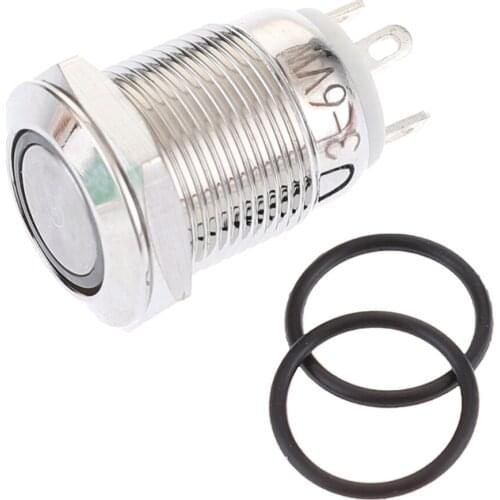 New for 12mm 3V metal push button switch ring lamp power symbol button Waterproof LED light self-lock self-reset button