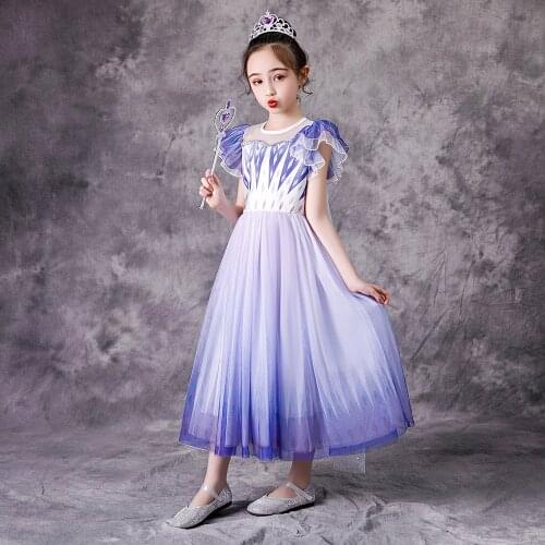 Ruffles Snow 2 Cosplay Fancy Tutu Princess Children Birthday Party Prom Evening Infant Summer Dress Kids Vestidos Girls Clothes