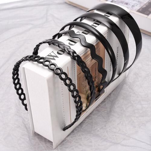 1Pcs Fashion Wave Mens Women Unisex Plastic Resin Black Wavy Hair Head Hoop Band Sport Headband Hair Accessories Headdress