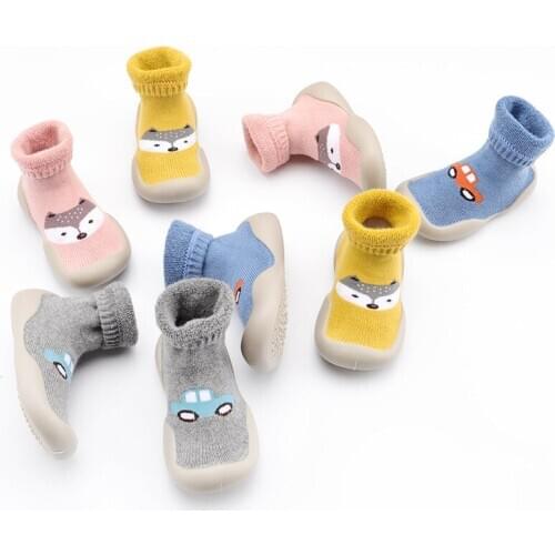 Baby Toddler Fox Terry Thicker Shoes Non-Slip Floor Foot Socks 5Sizes 4Colors KeDing