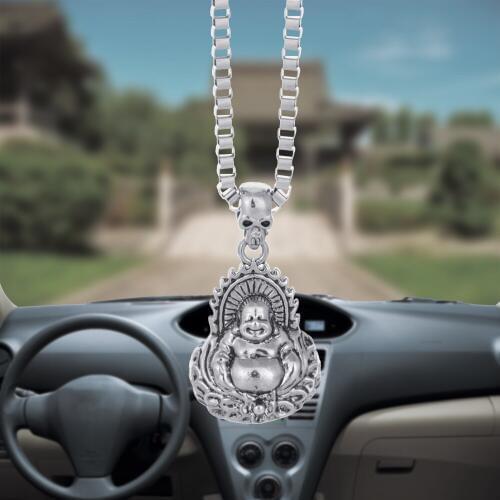 Car Pendant Laugh Buddha God Charms Alloy Rearview Mirror Decoration Hanging Automobiles Decor Ornaments Accessories Car styling