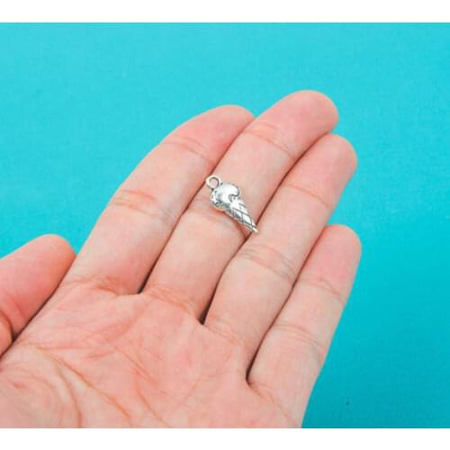 10pcs Tibetan Silver Color Charms 3D Ice Cream Cone Pendant Fit Making Supplies Findings Metal Jewelry Aesthetics Accessories