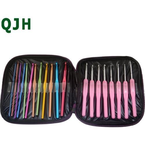 QJH 22pcs Metal Crochet Weaving Pins Stainless Steel Circular Knitting Needles Knit Set Sweater Gloves Needlework Tools