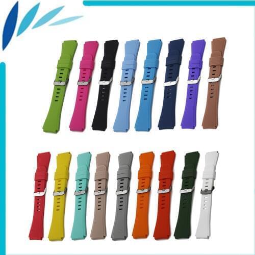 Silicone Rubber Watch Band 22mm for Ticwatch 1 46mm Stainless Steel Pin Clasp Strap Quick Release Wrist Loop Belt Bracelet