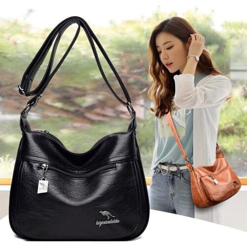 Luxury womens bag 2020 new high-quality soft PU leather ladies shoulder messenger bag designer multi-layer double zipper bag